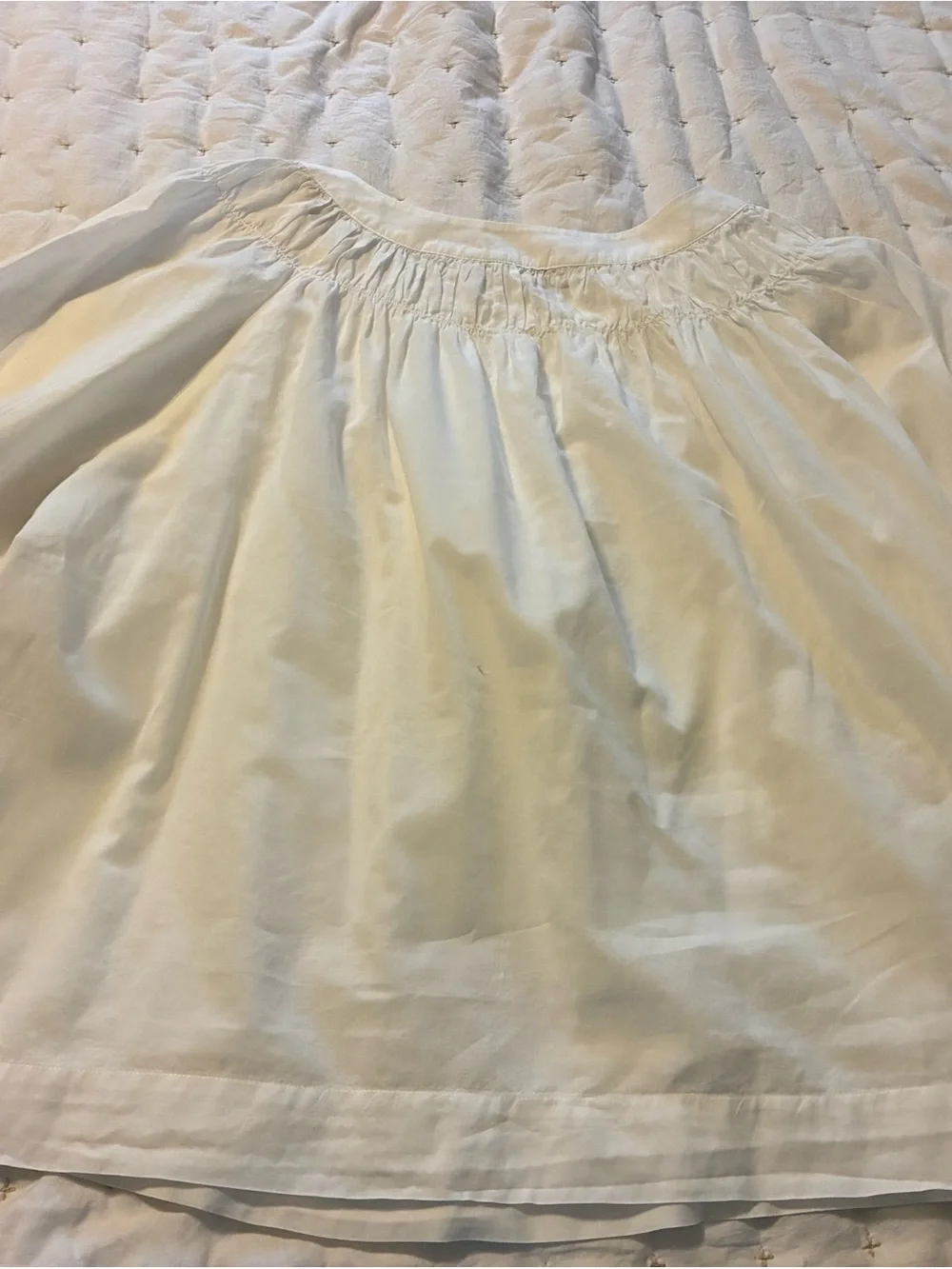 Uniqlo Ladies White Smocked Neck Top